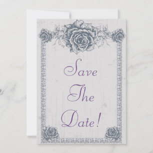 Invitación Boda de guardar la fecha de la frontera de rosa vi