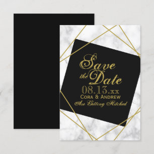 Invitación Boda de guardar la fecha de mármol negro y falso o