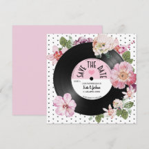 Boda de guardar la fecha de vinilo retro floral bo