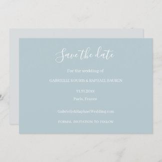 Invitación Boda de guardar la fecha en gris azul polvoriento