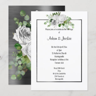 Invitación Boda DE GUARNECIDO NEGRO FLORAL BOUQUET