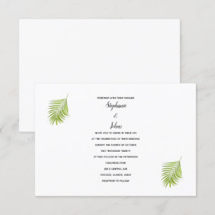 Invitación Boda de Guay moderno con hojas de palmera tropical