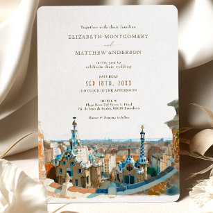 Invitación Boda de Guell Park de Watercolor Barcelona
