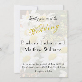 Invitación Boda De Guión Amarillo De Fondo Daisy