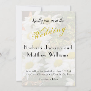 Invitación Boda De Guión Amarillo De Fondo Daisy