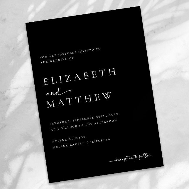 Invitación Boda De Guión Blanco Y Negro Moderno (Subido por el creador)