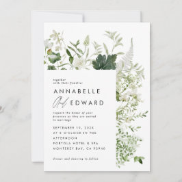 Invitación Boda de guión botánico moderno elegante y verde