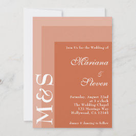 Invitación Boda de guión chic moderno simple de terracota