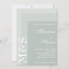 Invitación Boda de guión chic moderno simple verde salvia