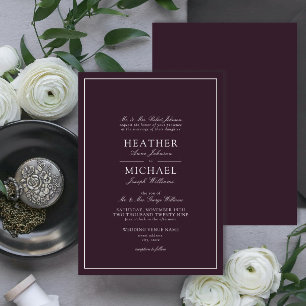 Invitación Boda de guión clásico púrpura tradicional