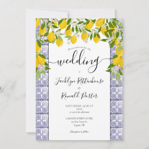 Invitación Boda de guión de baldosas de vegetación de limones