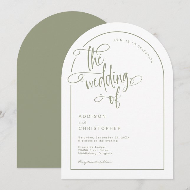 Invitación Boda de guión de caligrafía manuscrita de sabio mo (Anverso / Reverso)
