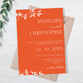 Invitación Boda de guión de caligrafía Naranja minimalista