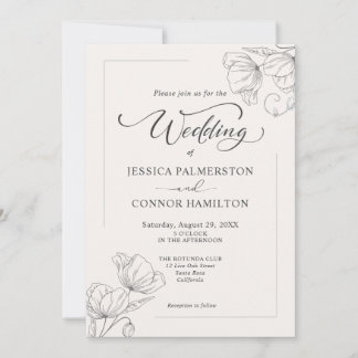 Invitación Boda de guión de caligrafía simple elegante