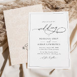 Invitación Boda de guión de caligrafía simple elegante<br><div class="desc">Esta elegante Invitación a la Boda presenta un extenso guión de caligrafía de texto combinado con un elegante tipo de letra sans serif y modernos en negro,  y un suave sonrojo con un patrón de arte de línea floral y un monograma de personalizable. Elementos coincidentes disponibles.</div>