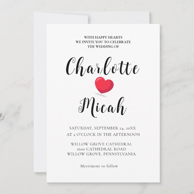 Invitación Boda de guión de caligrafía simple elegante (Anverso)