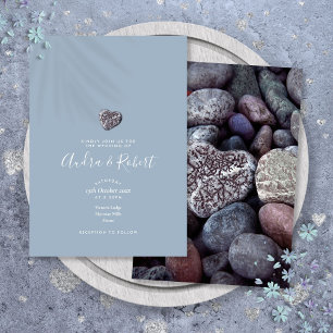 Invitación Boda de guión de corazón de guijarro minimalista s