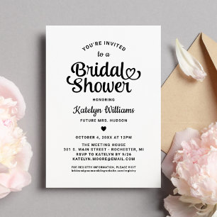 Invitación Boda de guión de corazón negro ducha de novia