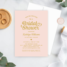 Invitación Boda de guión de corazón Rubor y dorado ducha de n