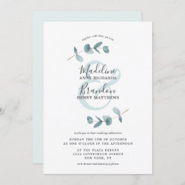 Invitación Boda de guión de eucalipto y moderado de Ampersand