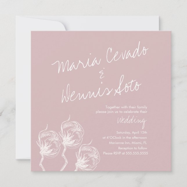 Invitación Boda de guión de la mano de la planta botánica de  (Anverso)