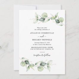 Invitación Boda de guión de la vegetación del follaje de Euca