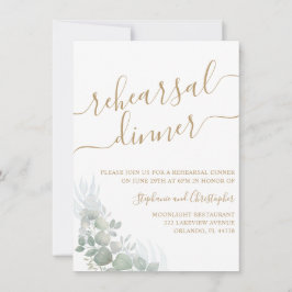Invitación Boda de guión de oro de la cena de la cena verde d