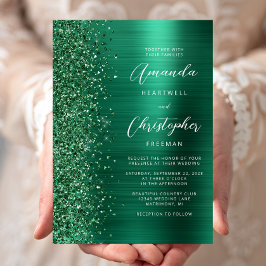 Invitación Boda de guión de Purpurina Metalizado cepillado ve