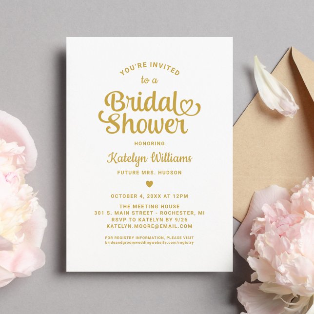 Invitación Boda de guión dorado  ducha de novia (Subido por el creador)