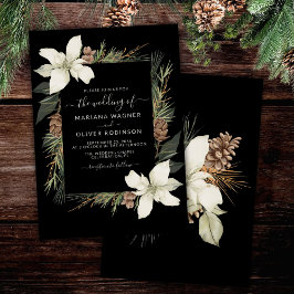 Invitación Boda de guión elegante blanco y negro de invierno
