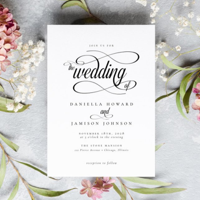 Invitación Boda de guión elegante de caligrafía clásica de Mo (Subido por el creador)