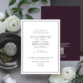 Invitación Boda de guión elegante de color púrpura clásico de