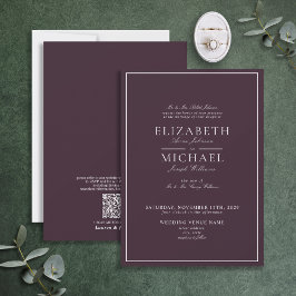 Invitación Boda de guión elegante de color púrpura clásico de