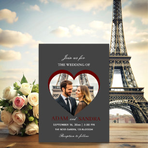 Invitación Boda de guión elegante de fotografía de corazón gr