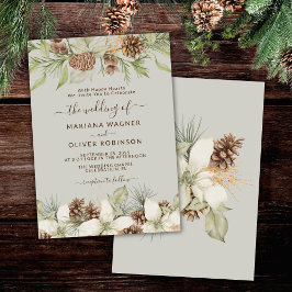 Invitación Boda De Guión Elegante De Invierno Beige
