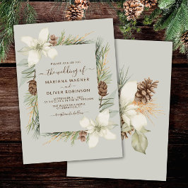 Invitación Boda De Guión Elegante De Invierno Beige