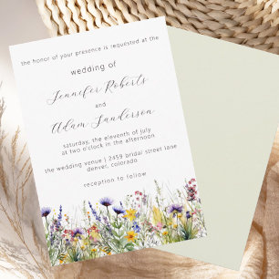 Invitación Boda de guión elegante de Wildflower Meadow