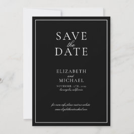 Invitación Boda de guión elegante en blanco y negro salva la