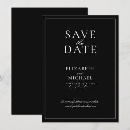 Invitación Boda de guión elegante en blanco y negro salva la