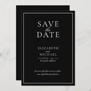 Invitación Boda de guión elegante en blanco y negro salva la 