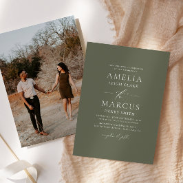 Invitación Boda de guión elegante moderno oliva