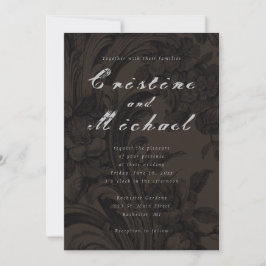 Invitación Boda de guión elegante ornamental oscuro