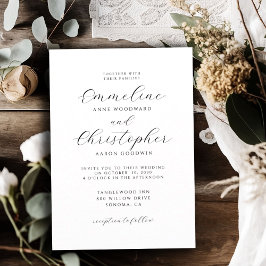 Invitación Boda de guión elegante y simple Minimalista