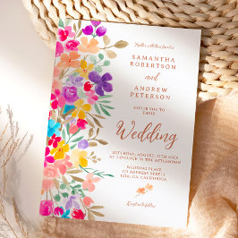 Invitación Boda de guion fotográfico de flores silvestres de 