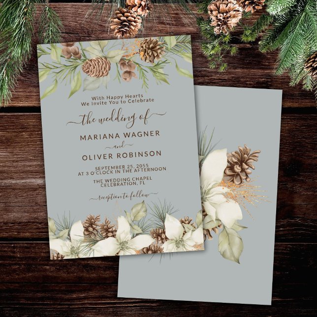 Invitación Boda De Guión Gris Elegante De Invierno (Subido por el creador)