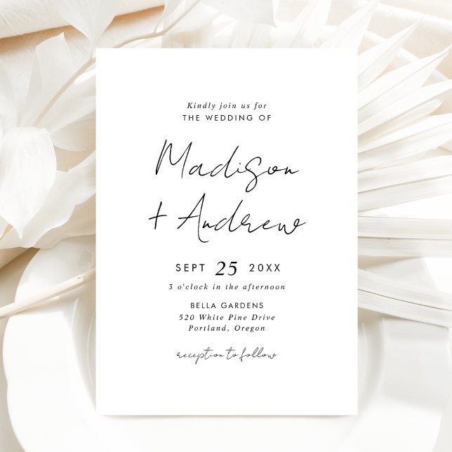 Invitación Boda de guión informal negro moderno (Subido por el creador)