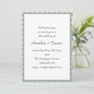 Invitación Boda de guión manuscrito caprichoso verde salvia