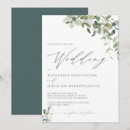 Invitación Boda de guión Minimalista de eucalipto moderno