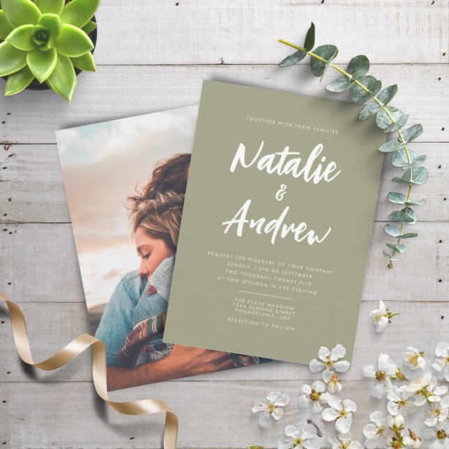 Invitación Boda de guión Minimalista de Sage Green (Subido por el creador)