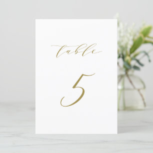 Invitación Boda de guión Minimalista dorado Número de tabla 5